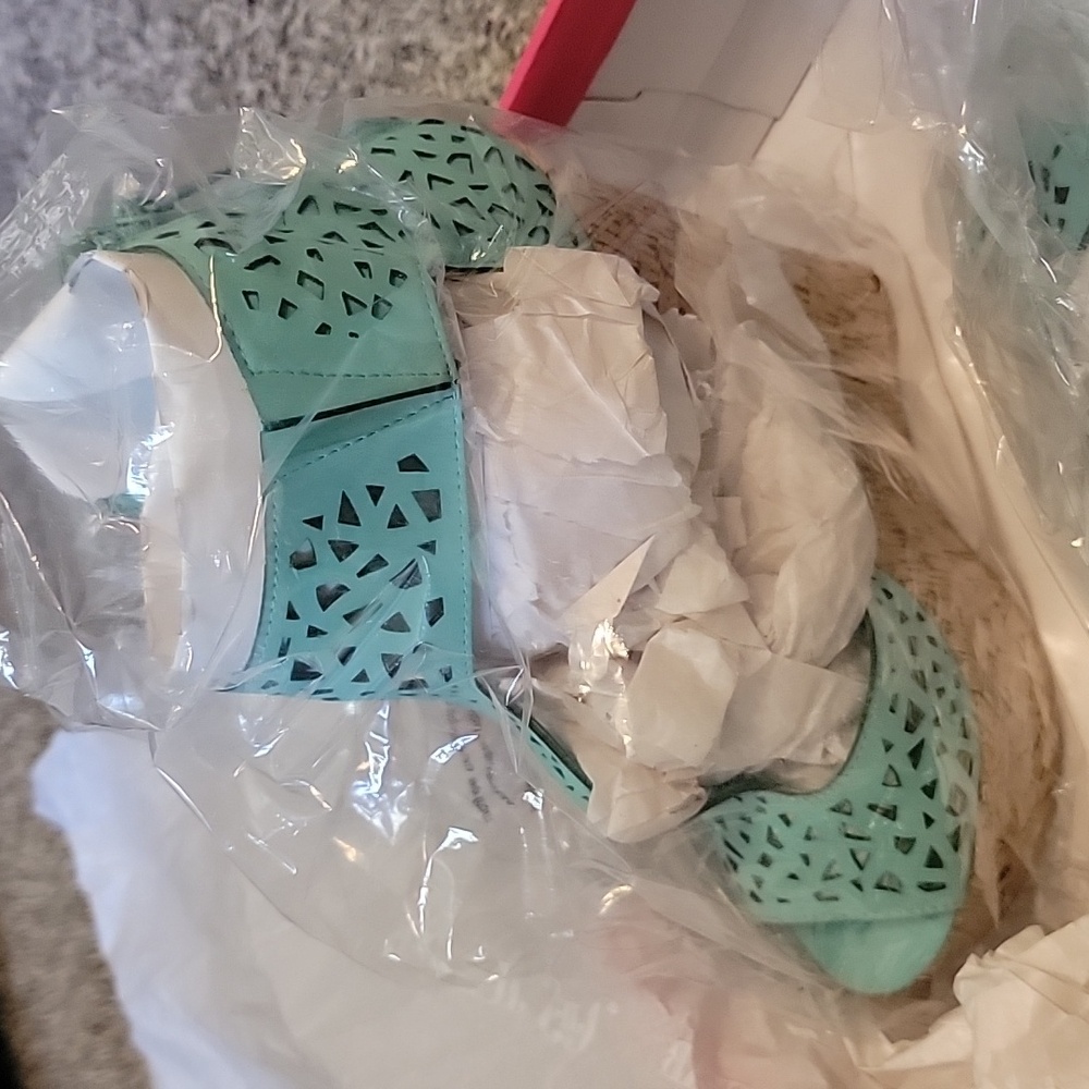 Teal wedge shoes